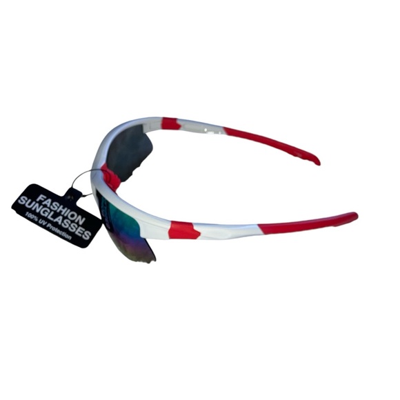 Sports Wrap Semi Rim Rainbow Fashion Sunglasses - Picture 8 of 12